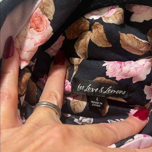 For Love and Lemons Cozy Zip-Up Jacket Colorblock floral stand collar Teddy bear - Picture 7 of 12